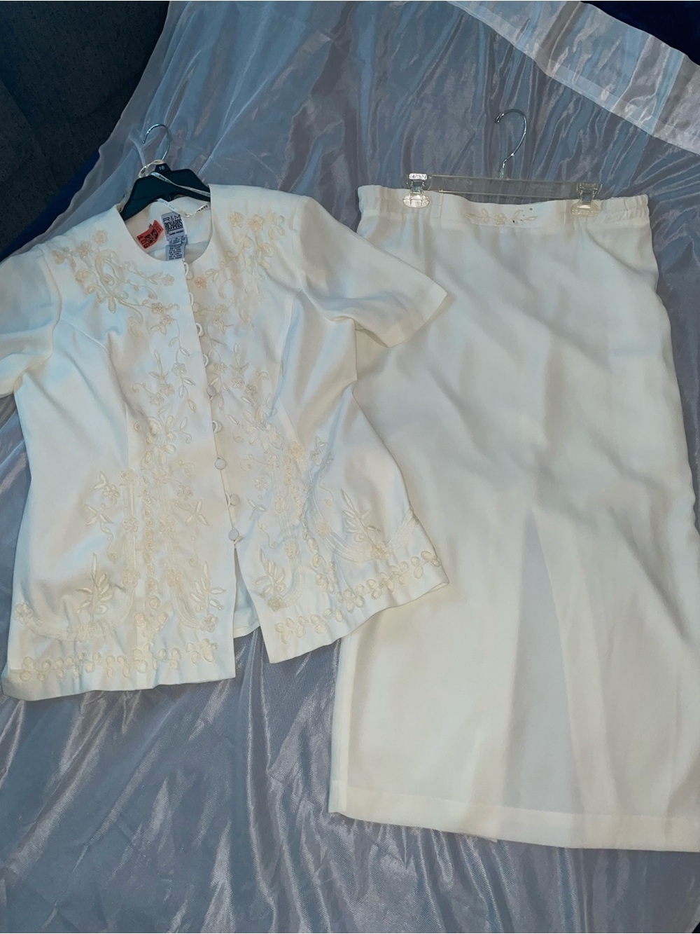 Elegant Eggshell White Embroidered Two- Piece Set